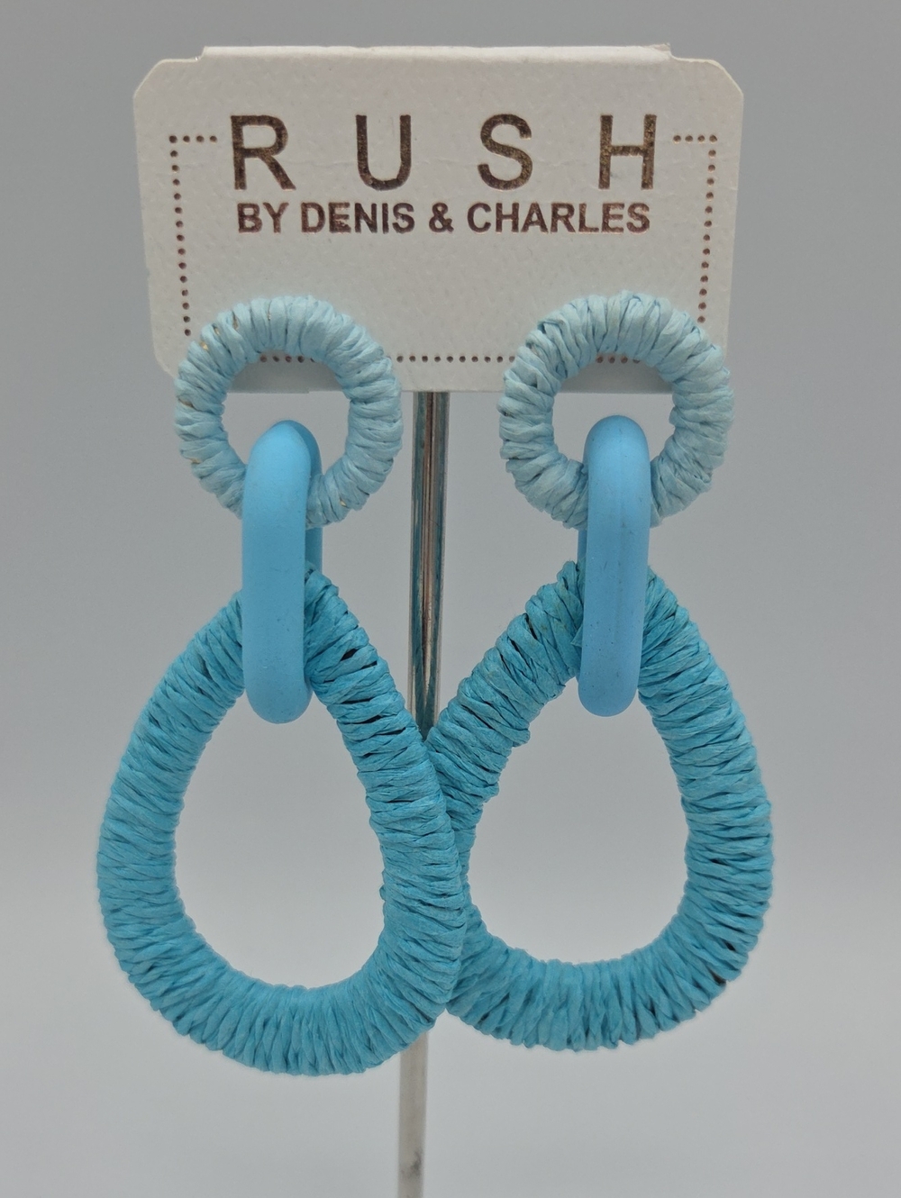 5 for $25! RUSH by Denis & Charles Light Blue Wrapped Teardrop Earrings